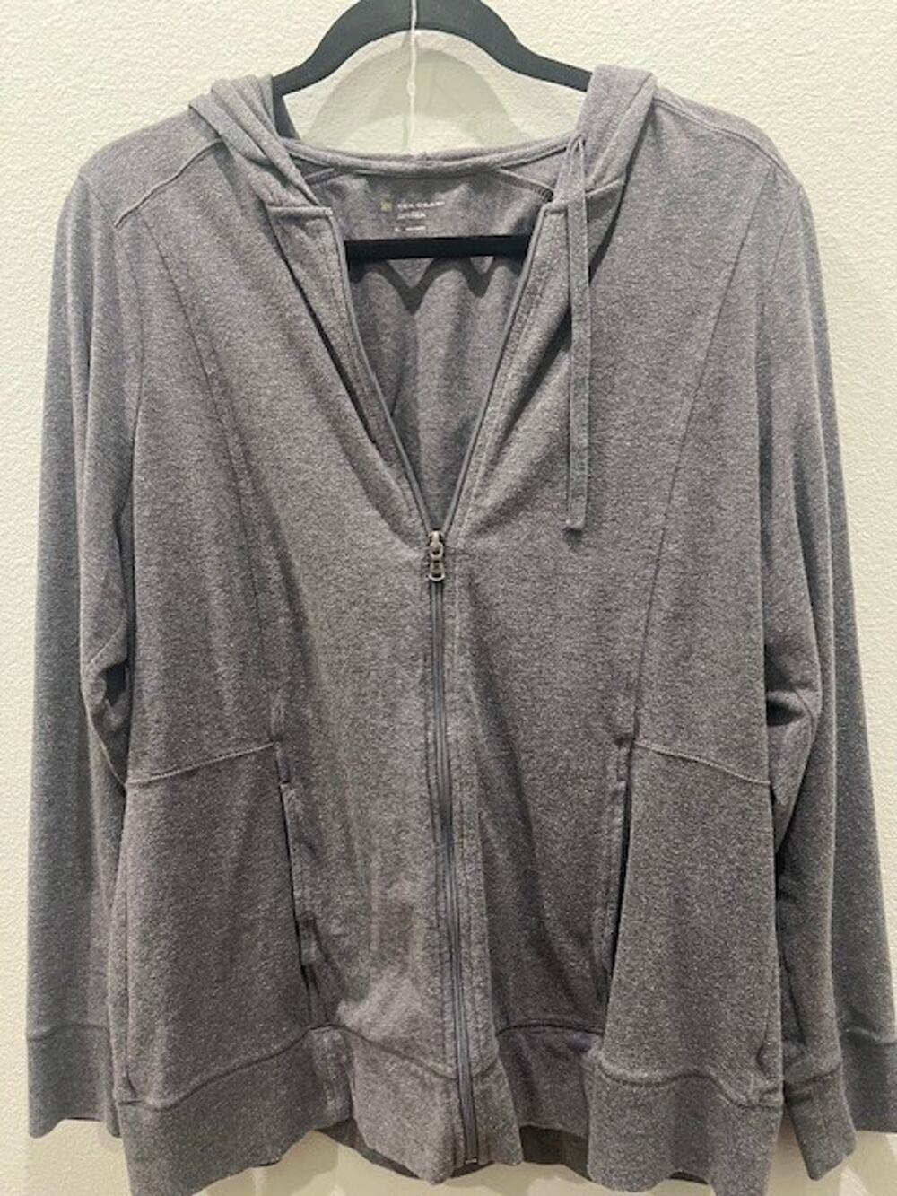 Tek Gear DryTek Grey Long Sleeve Full Zip Hoodie Size XL